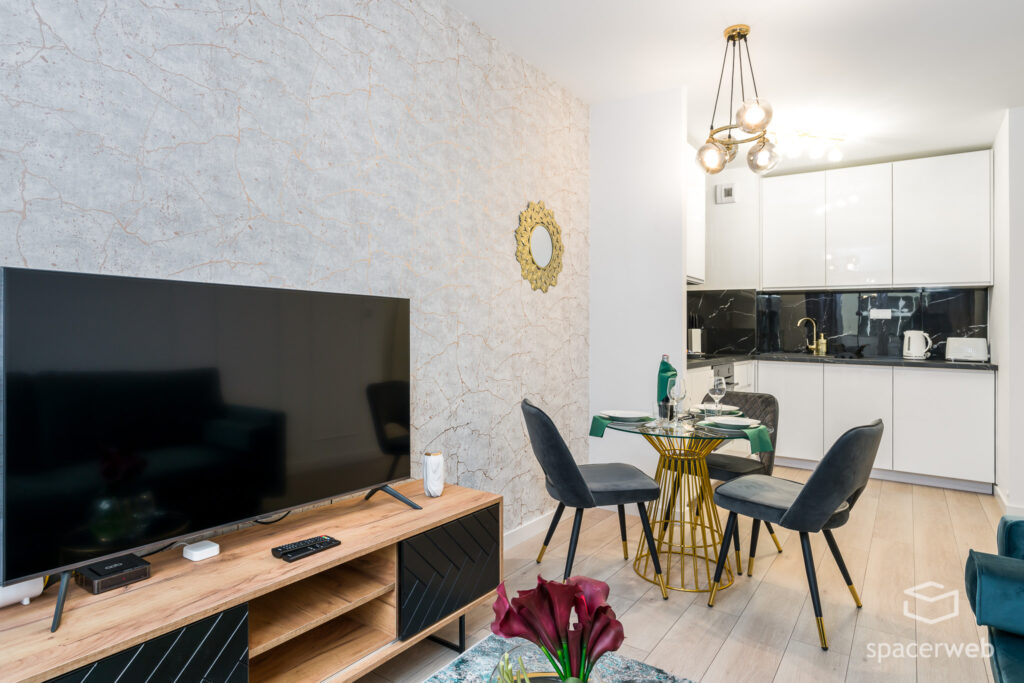 Fotografia wnętrz - salon z jadalnią, wynajem krótkoterminowy